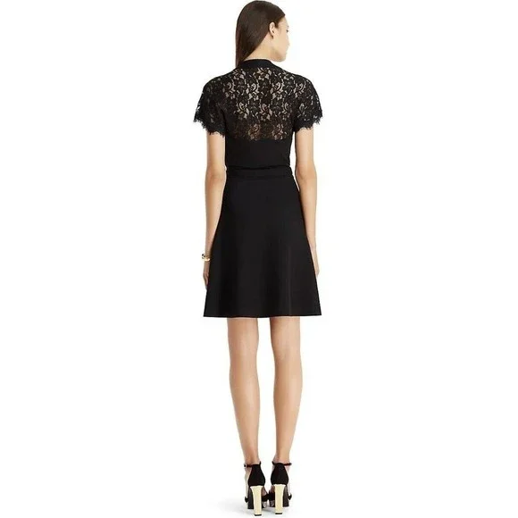 Diane Von Furstenberg DVF NEW Elizabeth Black Lace Wrap Dress Sz 10 Fifty  Shades